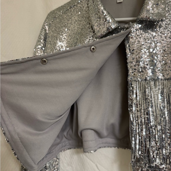 12th Tribe Star Crossed Sequin Fringe Jacket. Small. Silver. Coachella. Vegas. - Picture 8 of 13